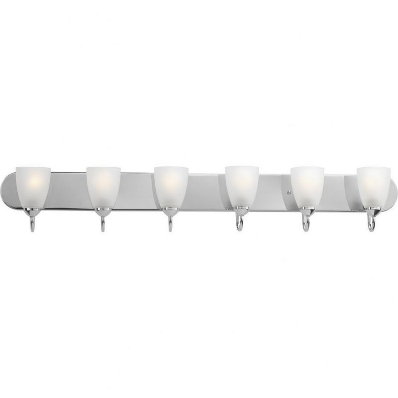 Progress Lighting Gather 6-Light Bath Bracket, Polished Chrome, Etched Glass Shades