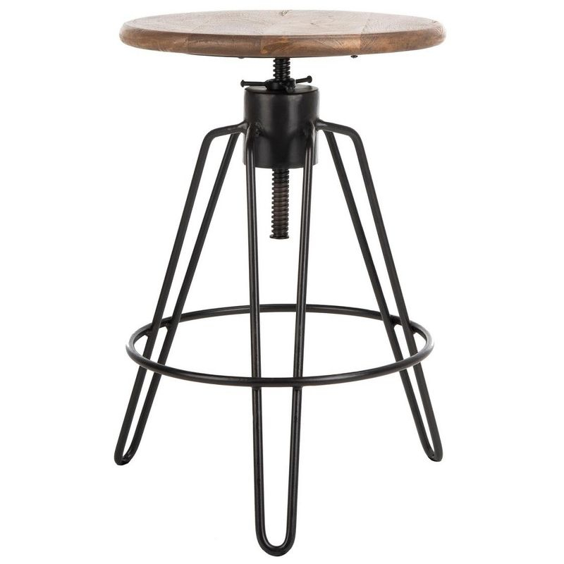 Kai Adjustable Swivel Counter Stool - BST3700 - Natural Honey/Black - Safavieh