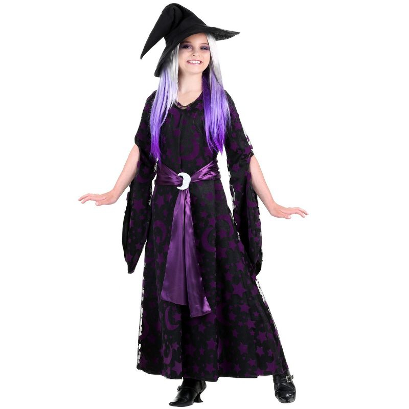 HalloweenCostumes.com X Small Girl Girls Purple Moon Witch Costume, Black/Purple