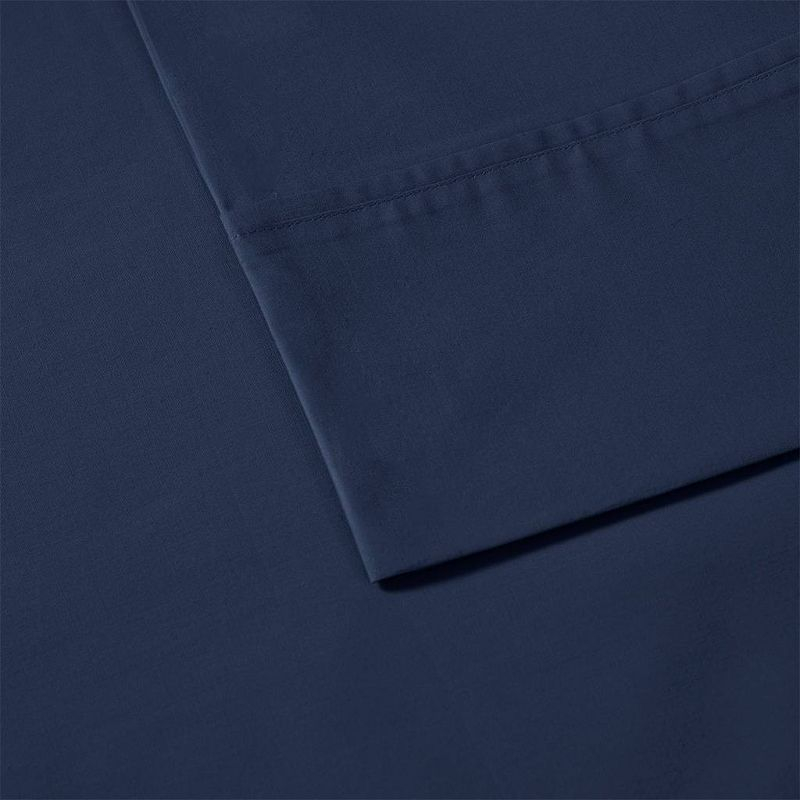 King 200 Thread Count Cotton Peached Percale Sheet Set Navy
