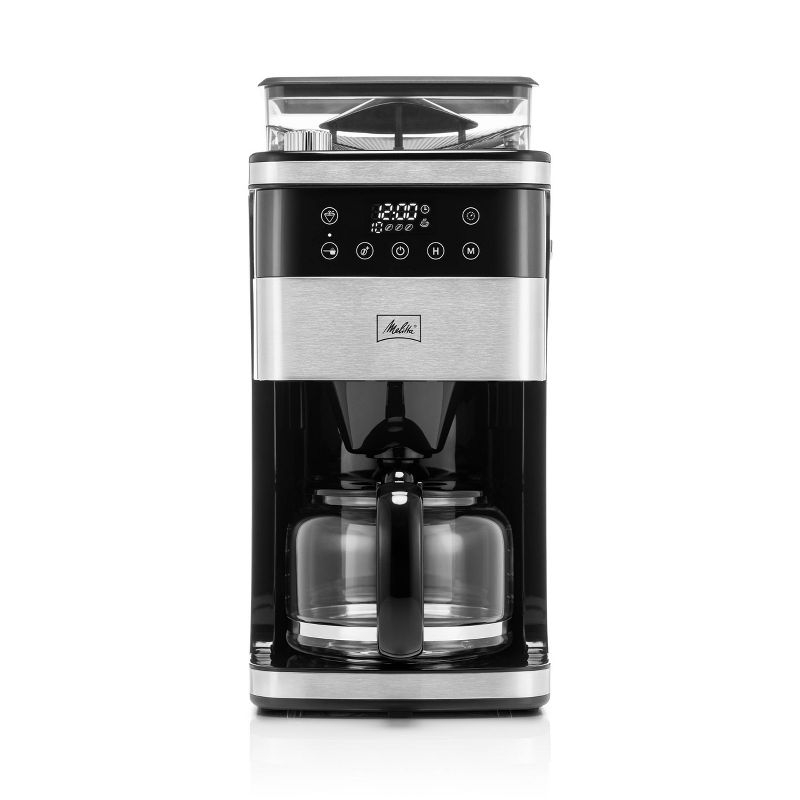 Melitta Aroma Fresh Plus 10c Drip Coffeemaker with Coffee Grinder: Stainless Steel, Digital Display, Automatic Shut-Off