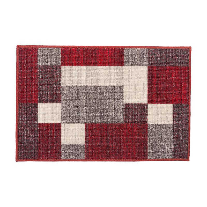 World Rug Gallery Modern Boxes Design Non-slip (Non-skid) Red 20" x 30" Area Rug