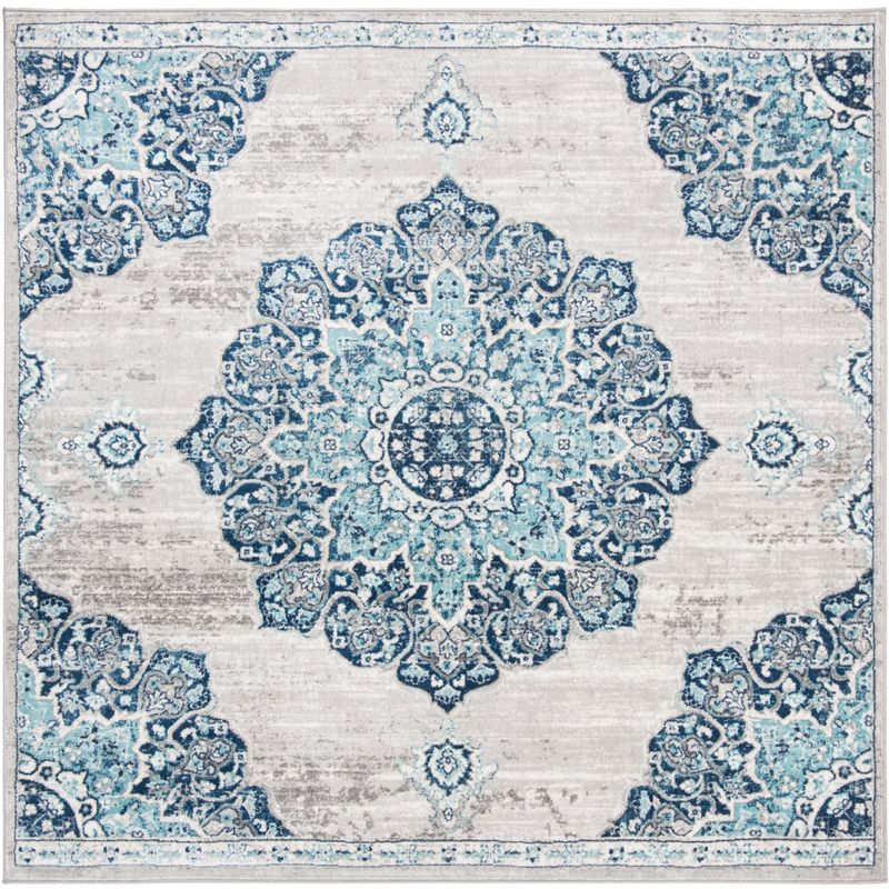 Brentwood BNT849 Power Loomed Area Rug - Navy/Light Grey - 3'x3' - Safavieh.