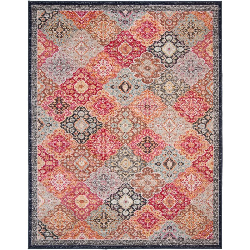 Montage MTG281 Power Loomed Indoor/Outdoor Area Rug - Red/Aqua - 8'x10' - Safavieh