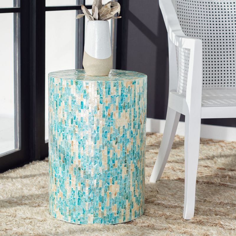 Presley Round Accent Table - Blue/Gold - Safavieh.