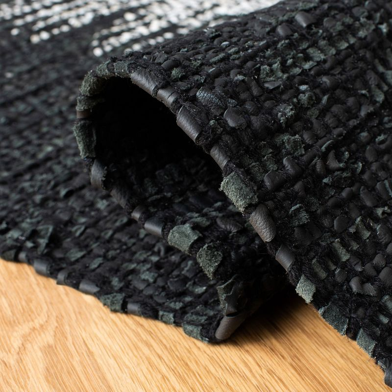 Vintage Leather VTL387 Hand Woven Indoor Area Rug - Light Grey/Black - 6'x6' - Safavieh.