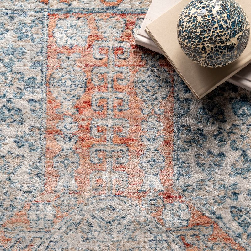 5'3"x7'3" Westlyn Faded Medallion Area Rug Rust - nuLOOM: Classic Low Pile Indoor Rectangle, Polypropylene, Cotton Backing