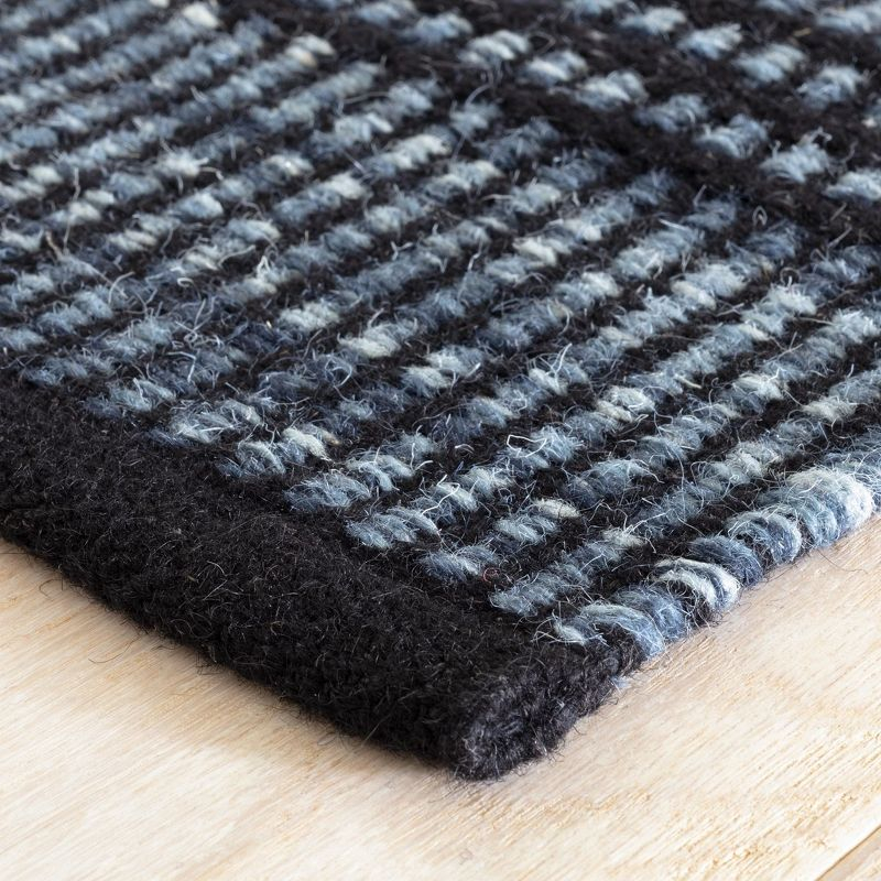Malta Striped Handmade Handwoven Navy/Black Area Rug