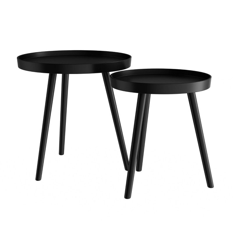 Nesting End Tables with Tray Top Black - Yorkshire Home: MDF Spindle-Legged Side & Accent Table Set