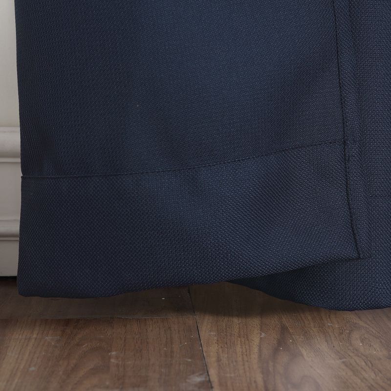 48"x63" No. 918 Semi-Sheer Montego Casual Textured Grommet Curtain Panel Navy Blue: Modern Light Filtering Indoor Curtain Panels