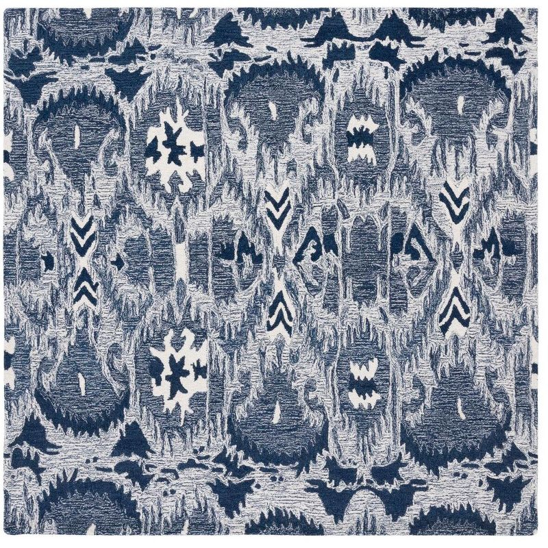 Ikat IKT654 Hand Tufted Area Rug - Blue/Ivory - 6'x6' - Safavieh.