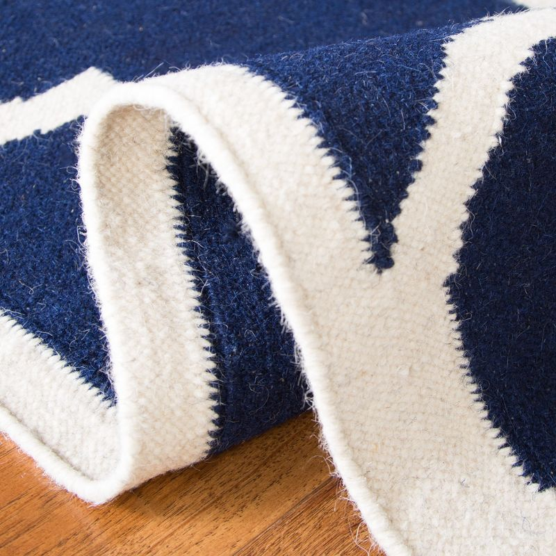 Dhurries DHU633 Hand Woven Area Rug - Navy/Ivory - 6'x6' - Safavieh.