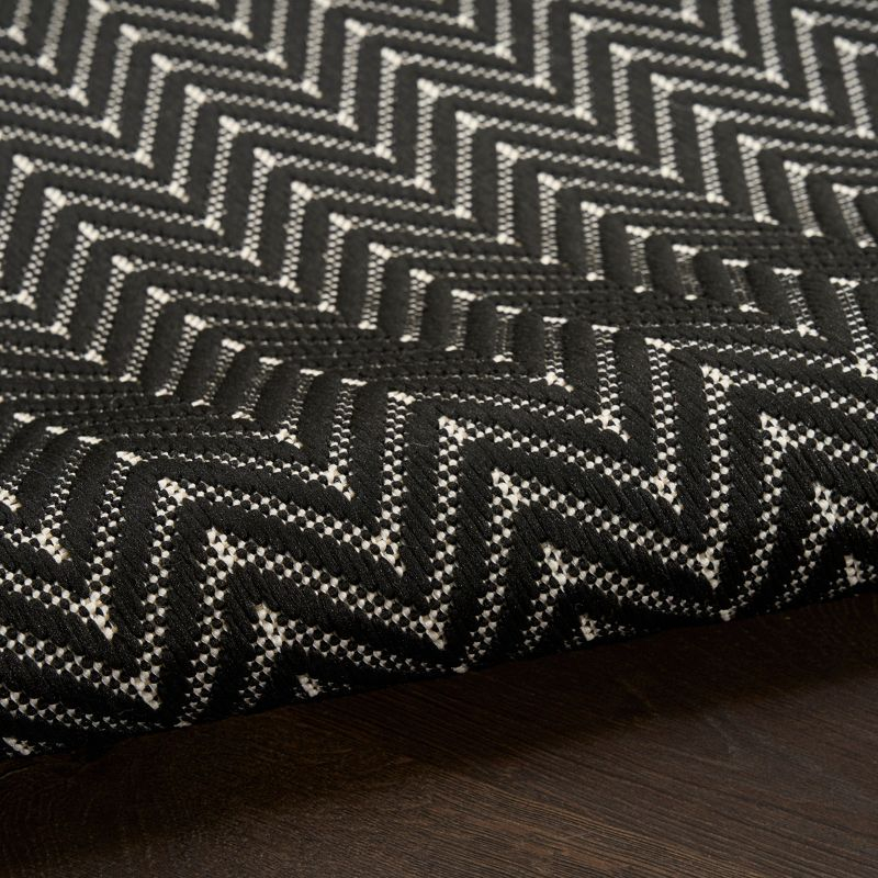 Nourison Horizon Indoor/Outdoor 2' x 6' Black Modern Rug