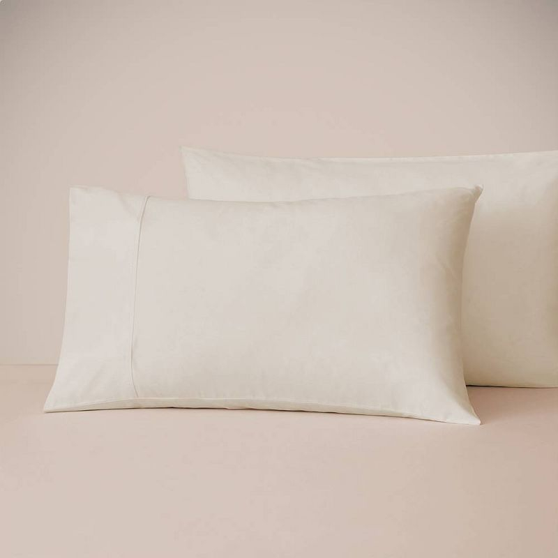 Eucalypso Standard 600 Thread Count Pillowcase Set Beige: Luxurious Sateen Weave, Soft Lyocell Fabric, Machine Washable