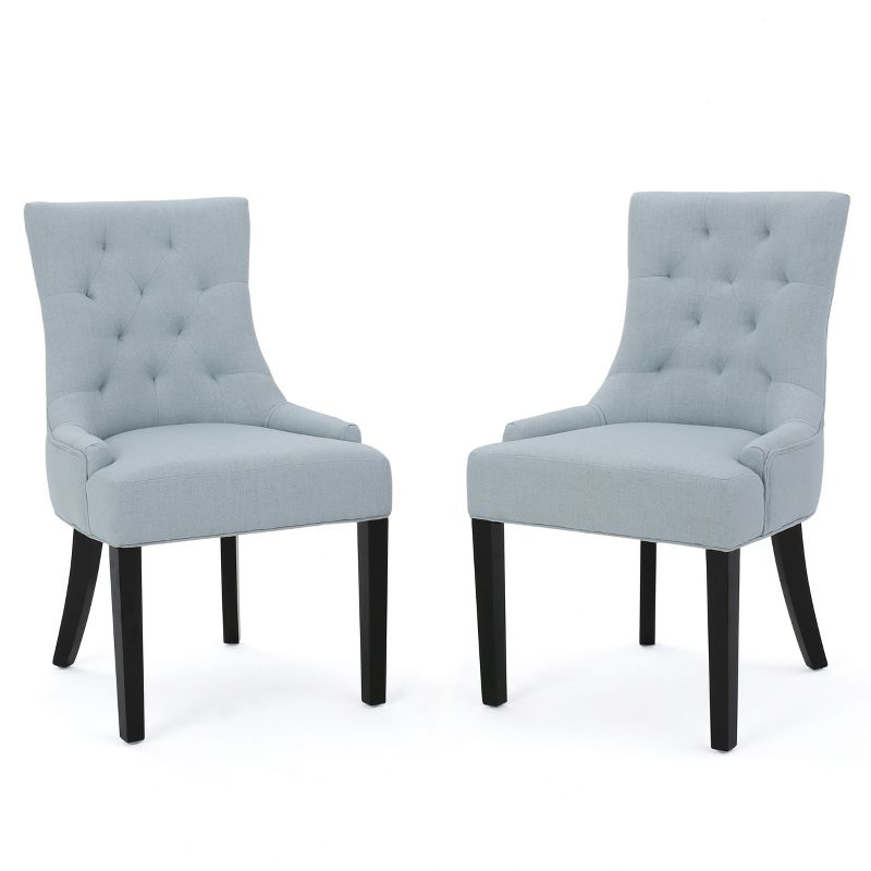 Christopher Knight Home Maggie Contemporary Tufted Armless Dining Chairs (Set of 2), Light Sky/Fabric