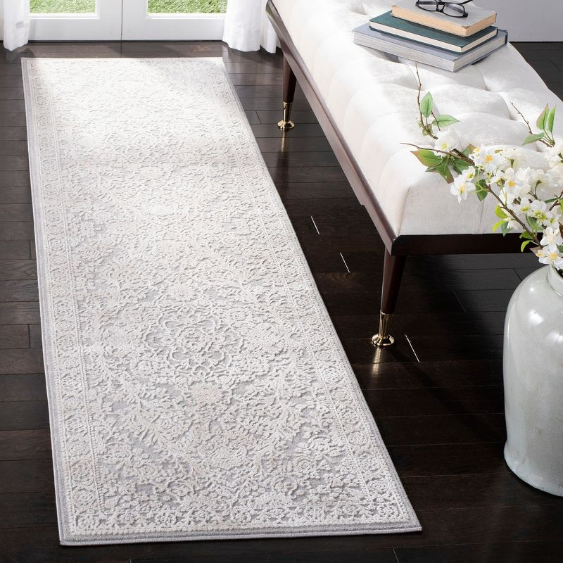 Reflection RFT668 Power Loomed Runner Rug - Light Grey/Cream - 2'3"x12' - Safavieh.