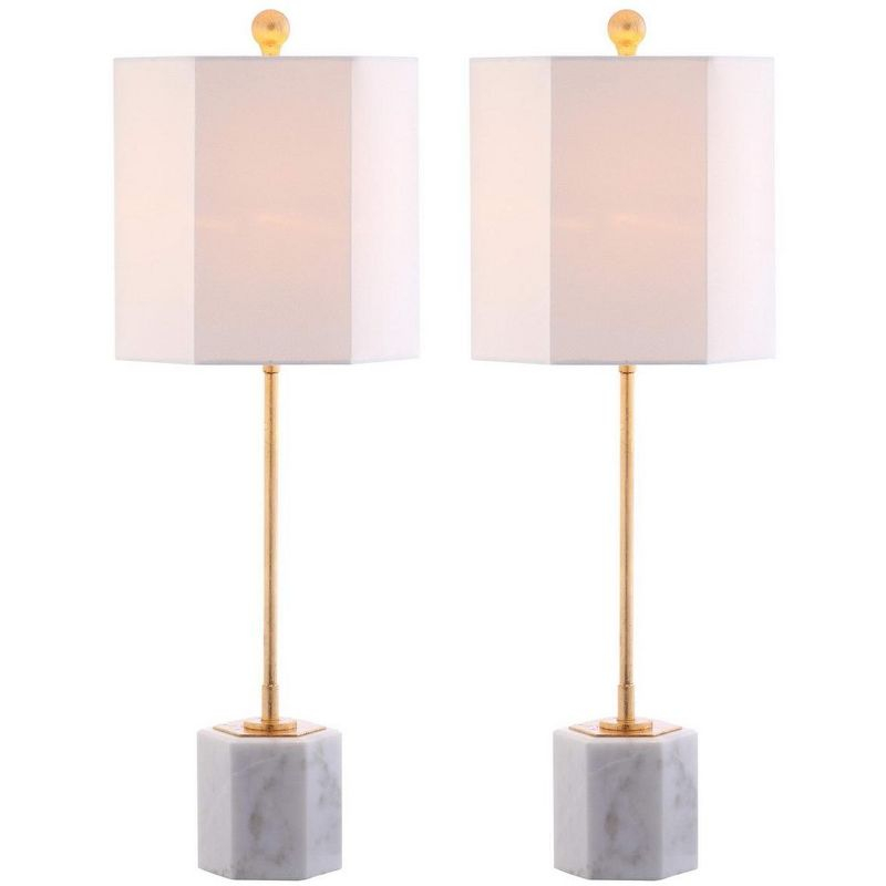 Magdalene Marble Table Lamp (Set of 2) - 29 Inch Height - TBL4069 - White Marble/Gold - Safavieh