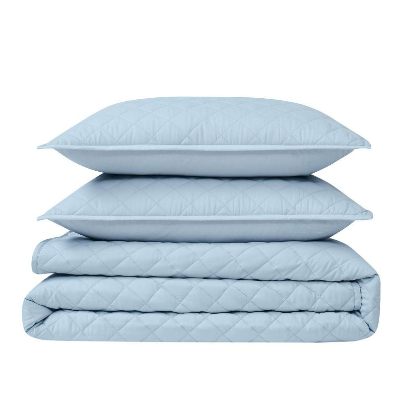Cannon 3pc Full/Queen Percale Quilt Set Light Blue