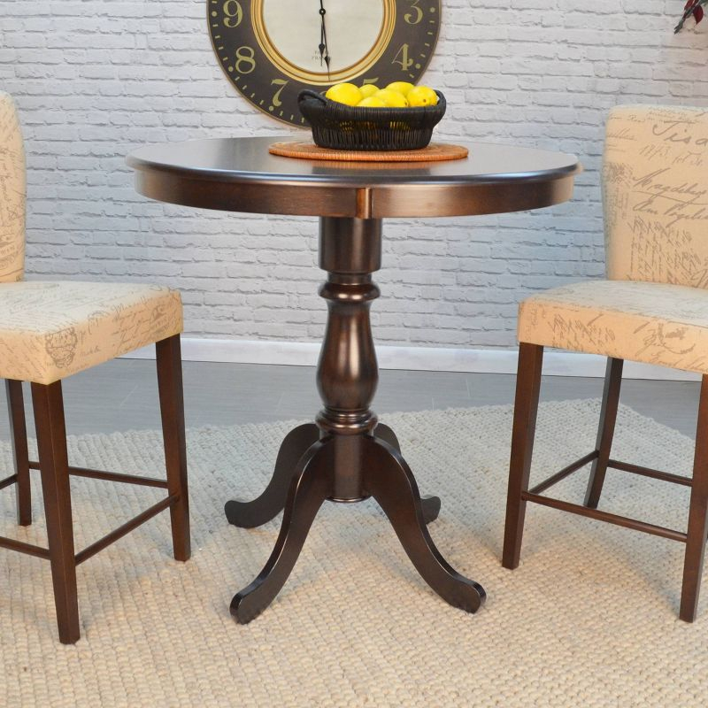 Carolina Living 30" Salem Round Pedestal Bar Table Espresso: MDF, Rubberwood, for 2
