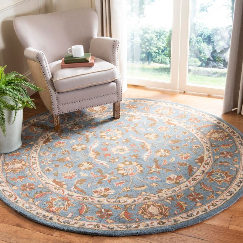 Heritage HG969 Hand Tufted Area Rug - Blue/Blue - 6' Round - Safavieh.