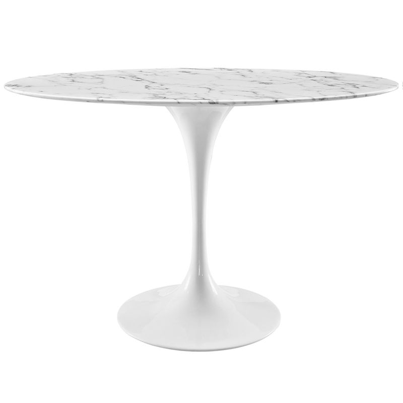 Modway 48" Lippa Oval Artificial Marble Dining Table White: Faux Surface, Pedestal Base, Seats 4