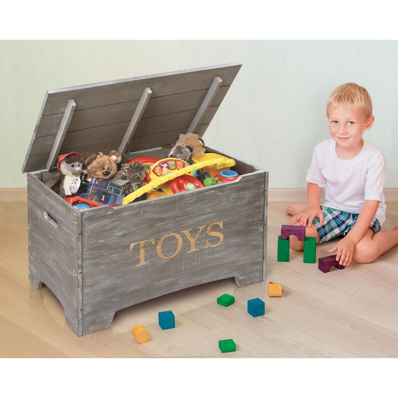 Badger Basket Solid Wood Rustic Toy Box - Gray