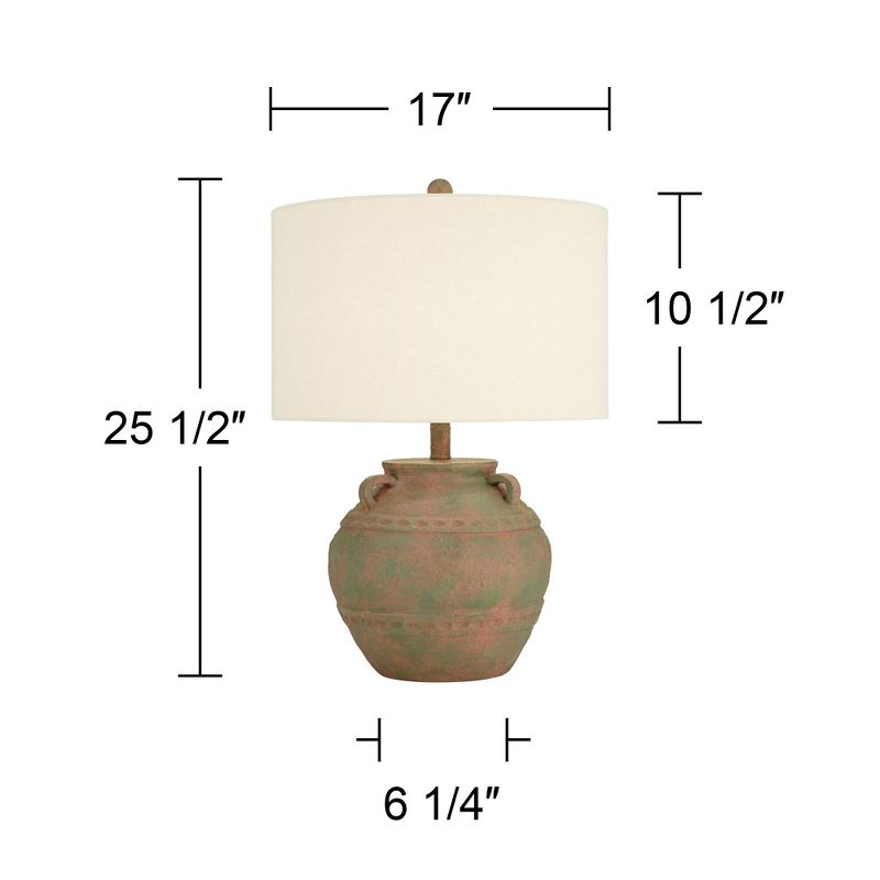 360 Lighting Eliza 25 1/2" High Jar Rustic Traditional Table Lamp Musk Green Finish Single Cream Shade Living Room Bedroom Bedside Nightstand House