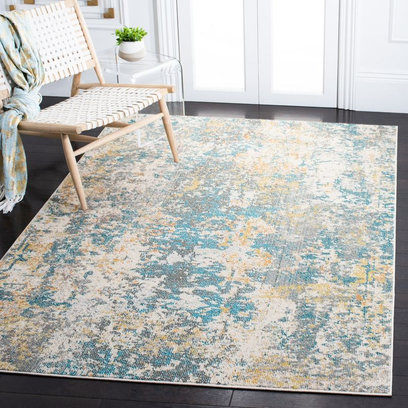 Madison MAD453 Power Loomed Indoor Area Rug - Teal/Gold - 6'x9' - Safavieh