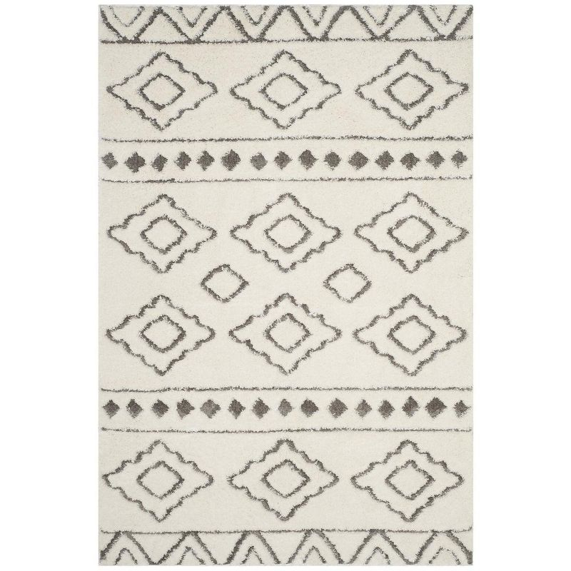 Sparta Shag SPG513 Power Loomed Indoor Area Rug - Ivory/Grey - 4'x6' - Safavieh.