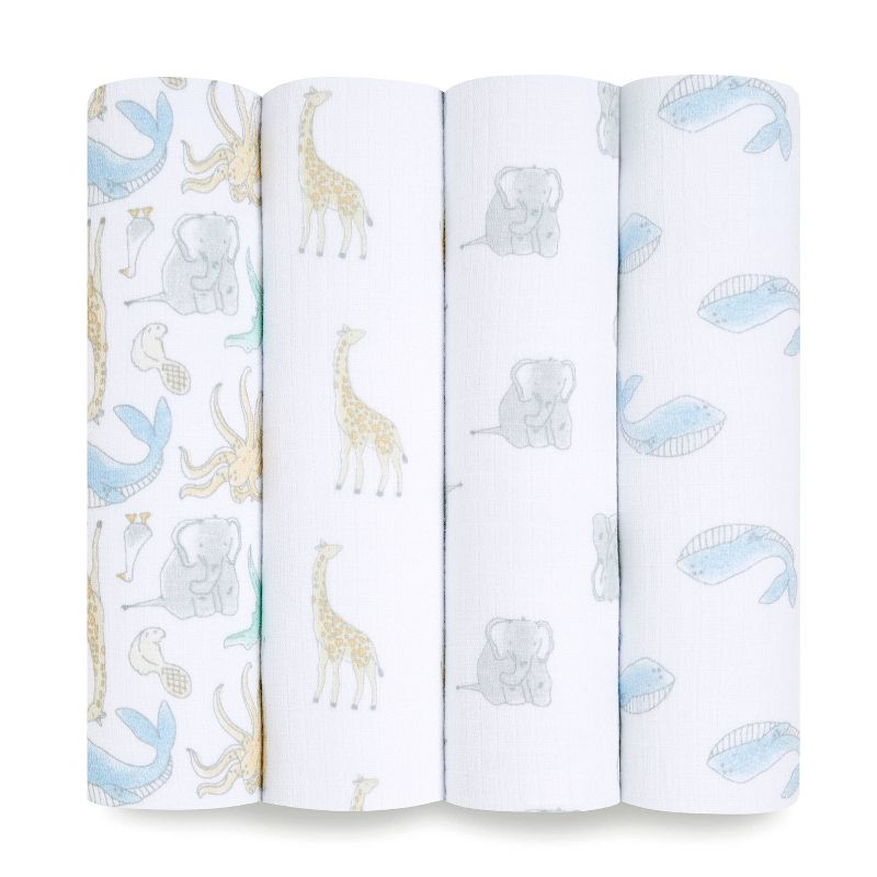aden + anais essentials Muslin Swaddle Blankets - Natural History - 4pk