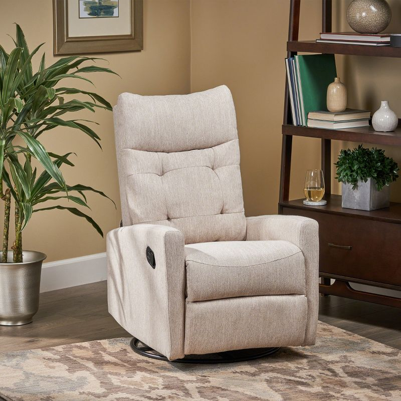 Christopher Knight Home Woodglen Contemporary Glider Swivel Recliner Beige: Upholstered Polyester, Wood Frame