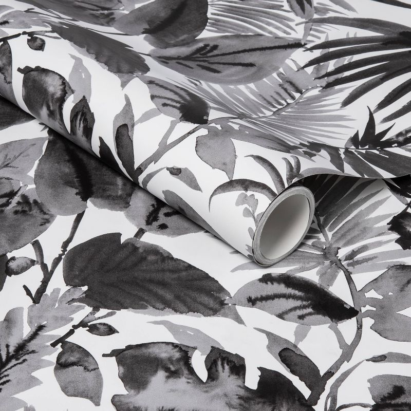 Tropical Leaves Peel & Stick Wallpaper Black/White - Opalhouse™: Removable Vinyl, Botanical Leaf Pattern, 27.5 Sq Ft Coverage