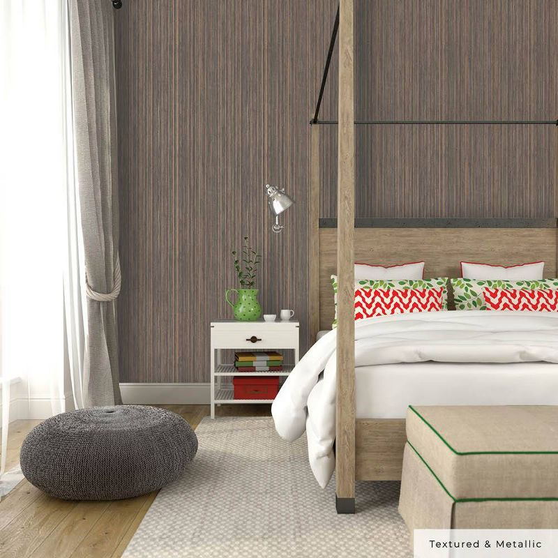 Tempaper & Co.® Faux Grasscloth Removable Peel and Stick Wallpaper, Textured Bronze, 28 sq. ft.: Vinyl, Self-Adhesive, Thin Stripe Pattern