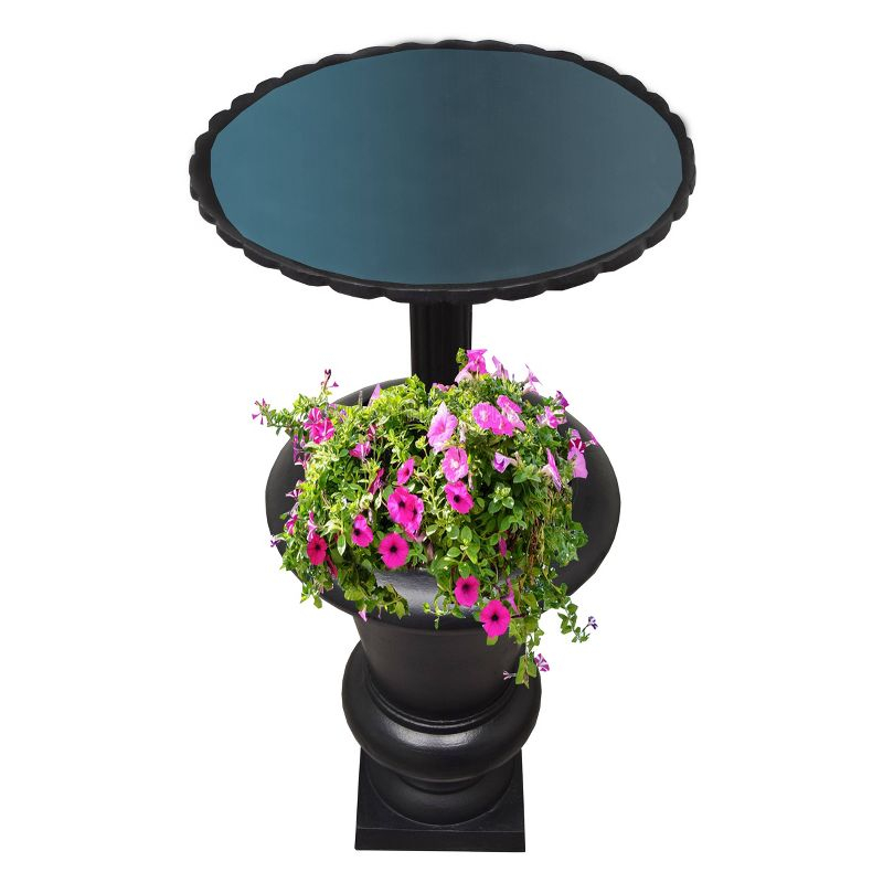 Ornate Cast Aluminum 40" Bird Bath with Planter - Black - Oakland Living