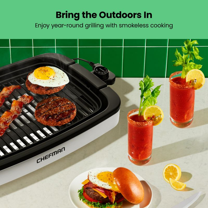 Chefman Smokeless Indoor Electric Grill with Adjustable Temperature Control - Stainless Steel