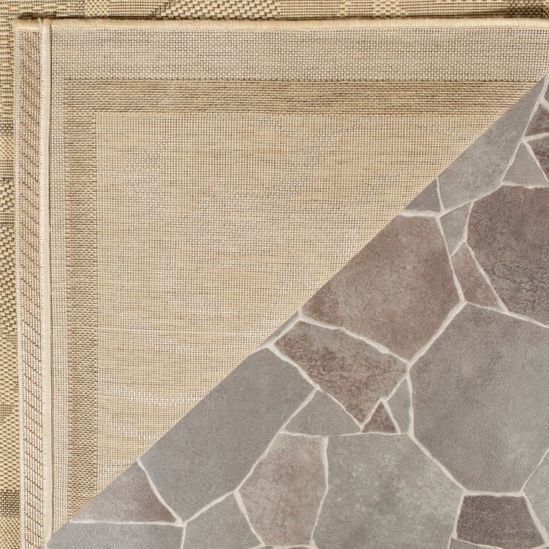 Courtyard CY1704 Power Loomed Indoor and Outdoor Area Rug - Natural/Brown - 5'3" Round - Safavieh