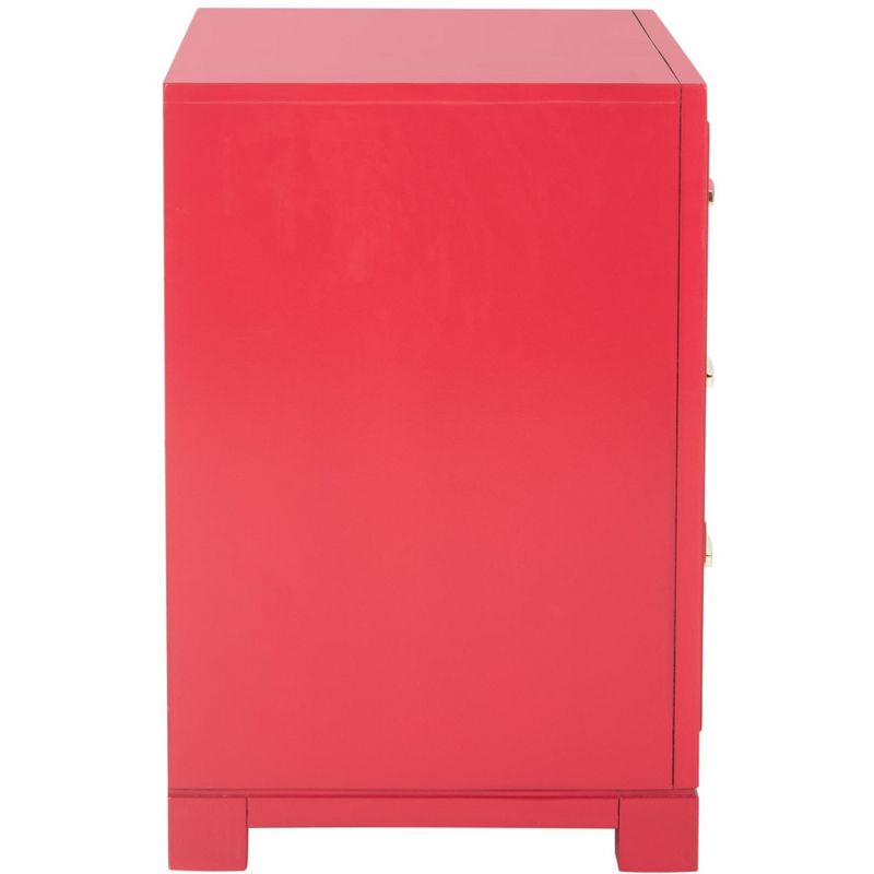 Raina 3 Drawer Greek Key Nightstand - FOX6278 - Red - Safavieh Couture