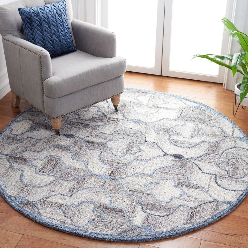 Abstract ABT646 Handmade Indoor Area Rug - Blue/Brown - 6' Round - Safavieh