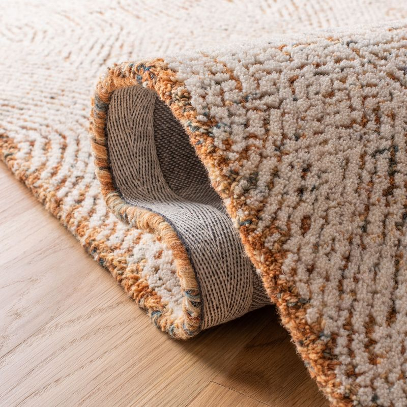 Abstract ABT340 Handmade Indoor Area Rug - Ivory/Rust - 6'x6' - Safavieh