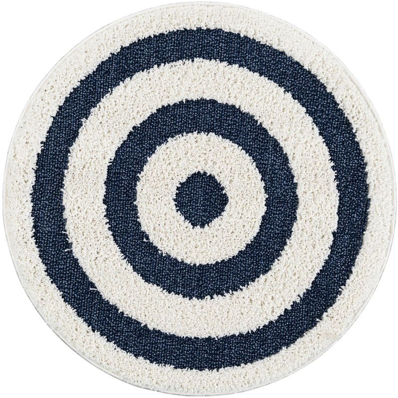 Unique Loom Boho Collection Area Rug - Mimi (3' 3" Round Blue/Ivory)