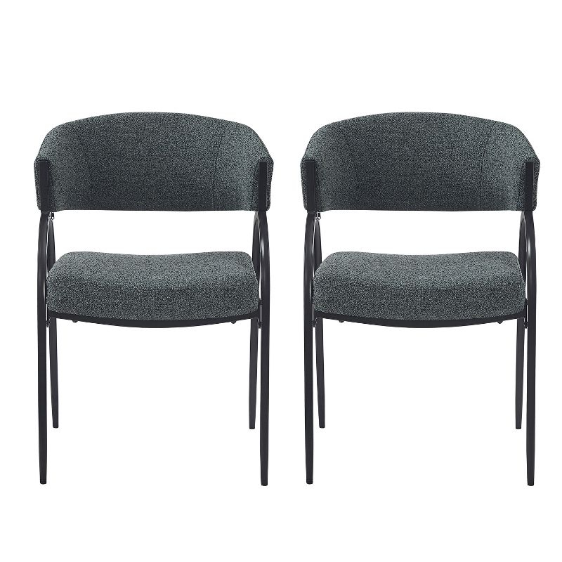 Christopher Knight Home Hayden Upholstered Armrest Dining Chairs with Metal Legs (Set of 2), Dark Green/Black