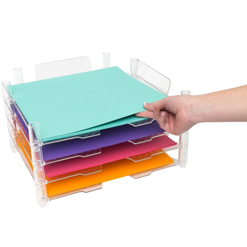 Stackable Acrylic Paper Trays Retail Packaged 4/Pkg-Clear 12"X12"