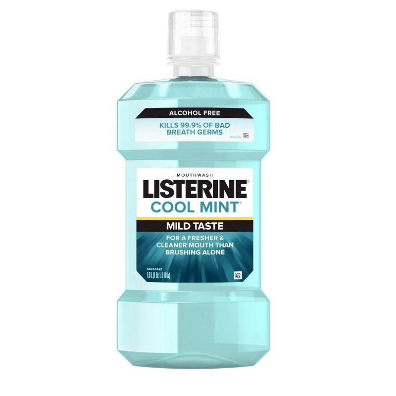 Listerine Zero Alcohol Antiseptic Mouthwash for Bad Breath and Plaque - Cool Mint - 33.8 fl oz