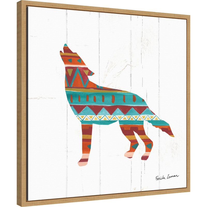 Amanti Art Southwestern Vibes VI Wolf by Farida Zaman Canvas Wall Art Print Framed 22-in. x 22-in. in Maple