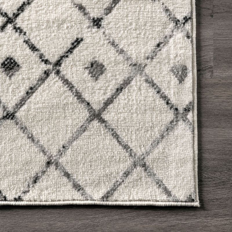 Nuloom 9x12 Zola Geometric Moroccan Indoor Area Rug, Grey, Faded Bohemian Design, Stain Resistant, BedroomLiving Room, Kitchen,