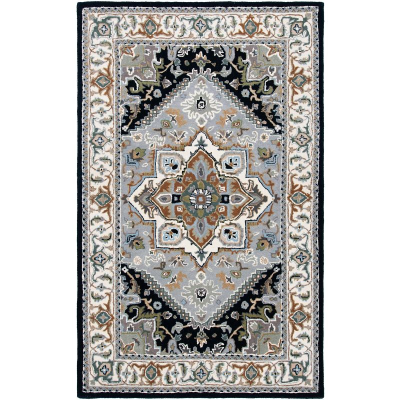 Heritage HG625 Handmade Area Rug - 8'x10' - Grey/Navy - Safavieh