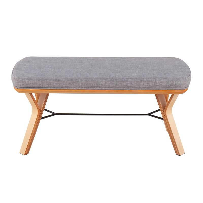 42" Folia Wood Bench Natural/Light Gray - LumiSource: Upholstered, Veneer Finish, Seats 2