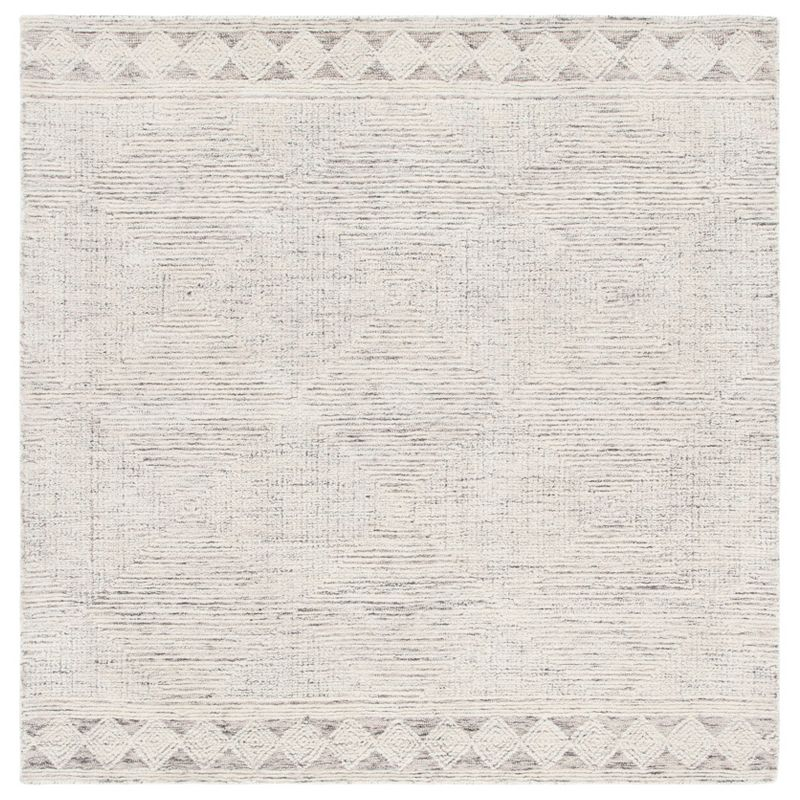Abstract ABT349 Hand Tufted Area Rug - Ivory/Grey - 6' X 6' Square - Safavieh.