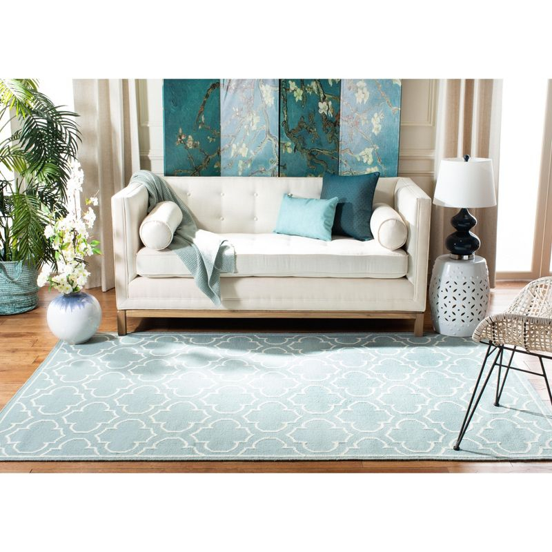 Dhurries DHU625 Hand Woven Area Rug - Blue/Ivory - 5'x8' - Safavieh.