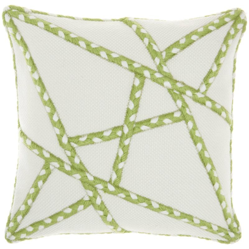 18"x18" Woven Braided Geometric Outdoors Square Throw Pillow - Mina Victory